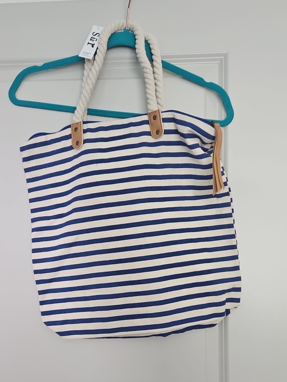 Summer & Rose Brittany Striped Rope Handle Tote NWT